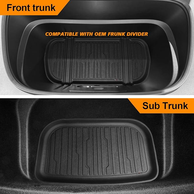 TripleAliners 10PCS Floor Mats Fit for 2026 2025 Tesla Model Y Juniper Set Full Protection All Weather TPE Anti-Slip Floor& Frunk& Trunk& Rear Lower& Backrest Mat& Bumper Guard (Not Fit Standard)