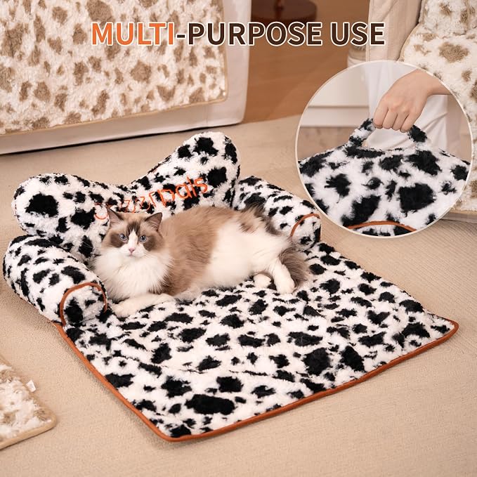 CHEERPALS Dog Bed Couch Cover Sofa Protector for Dogs, Pet Mat Calming | Removable Washable Cover, Fluffy Soft Cushion, Non Slip, Large Dog Bed for Sectional Sofa & Loveseat(Black&White, Medium)