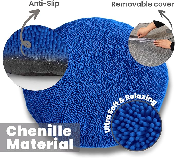 Muddy Mat® Cloud K-9 Bed for Dogs & Cats, Soft & Relaxing Donut Dog Bed, Chenille Material, Removable Cover, Washable & Dryer Safe–Navy Blue Small(25'x25')