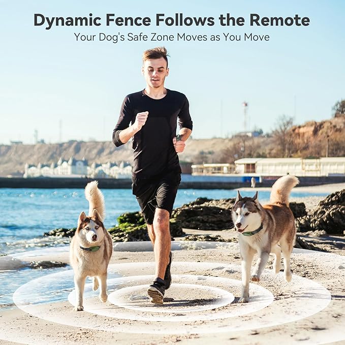 Wireless Dog Fence - Portable Electric Fence, Dog Training Collar, Perimeter Containment System with Adjustable Radius up to 656 ft in Open Areas, Waterproof Rechargeable (Olive Green - for 1 Dog)