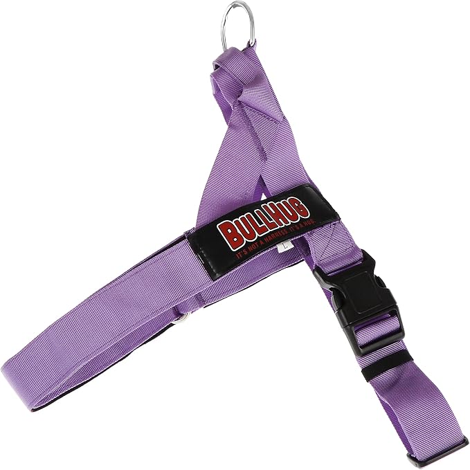 Adjustable Dog Harness– No Pull, No Choke – for English Bulldogs, French Bulldogs, Pugs & Broad-Chested Breeds – Easy, Safe Walks (Purple, Large)