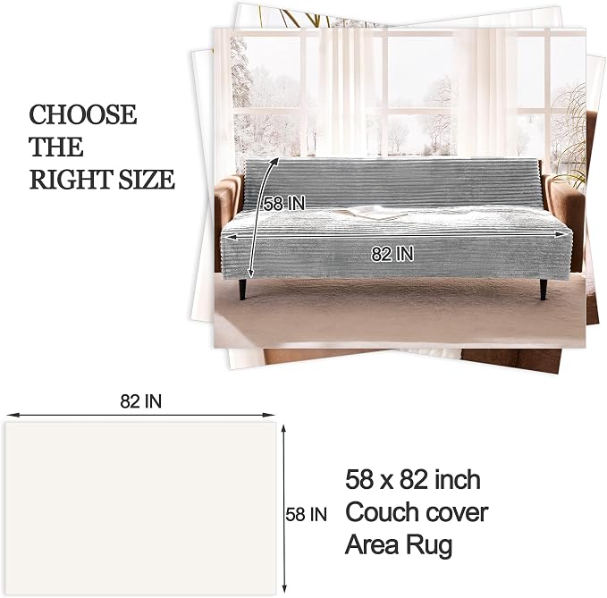 Waterproof Couch Cover for Dogs Non-Slip, Fuzzy Soft Pet Couch Covers for Sofa, Pet Friendly Area Rug Dog Bed Covers Washable Sofa Cover Mat (Seagull Gray, 58" x 82" 1 Pack)