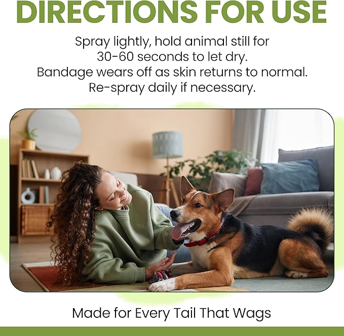 Pet Liquid Bandage for Dogs - 8 oz Spray with Aloe - Wound Care for Dogs Including Cuts, Scrapes, and Stitches - Breathable and Waterproof