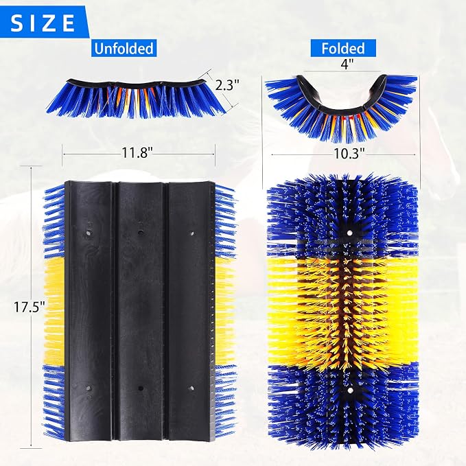 Extra Large Size Livestock Scratching Brush, Upgraded Horse/Goat/Cow/Cattle Scratcher Brush for Grooming, Itch Relief Horse Scratcher Brushes Kit with Two Sets of Mounting Screws(8-Pack,Yellow)