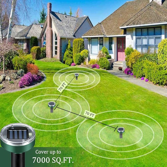 Mole Repellent 10 Pack, Animal Repeller Solar Powered Snake Ultrasonic Gopher Deterrent, Outdoor Waterproof Vole Vibration Stakes,Sonic Spike for Rodent Groundhog Snake Chipmunk
