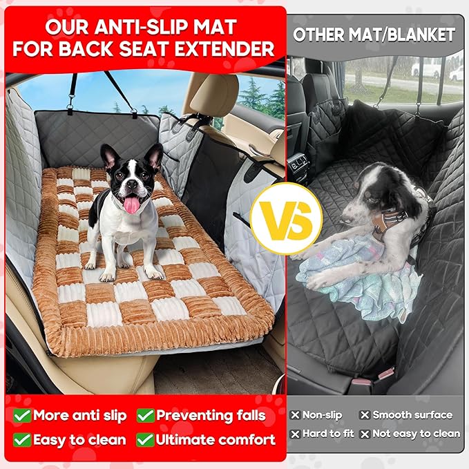 Dog Car Bed Mat Non-Slip Backseat Extender Dog Bed 50" x24.6" | Travel Bed for Dogs，Chew-Resistant, Easy Clean & Scratch-Proof, Comfort Design, Fits Trucks/Sedans/SUVs