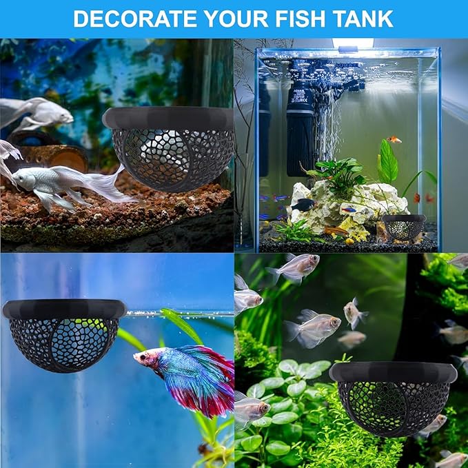 2PCS Floating Betta Hammock & Shrimp Shelter, Beta Fish Tank Decor, Aquarium Beta Hideout, 3D Printed Aquarium Decor with Feeding Ring, Safe Resting Spot for Betta Fish, Shrimp and Small Fish