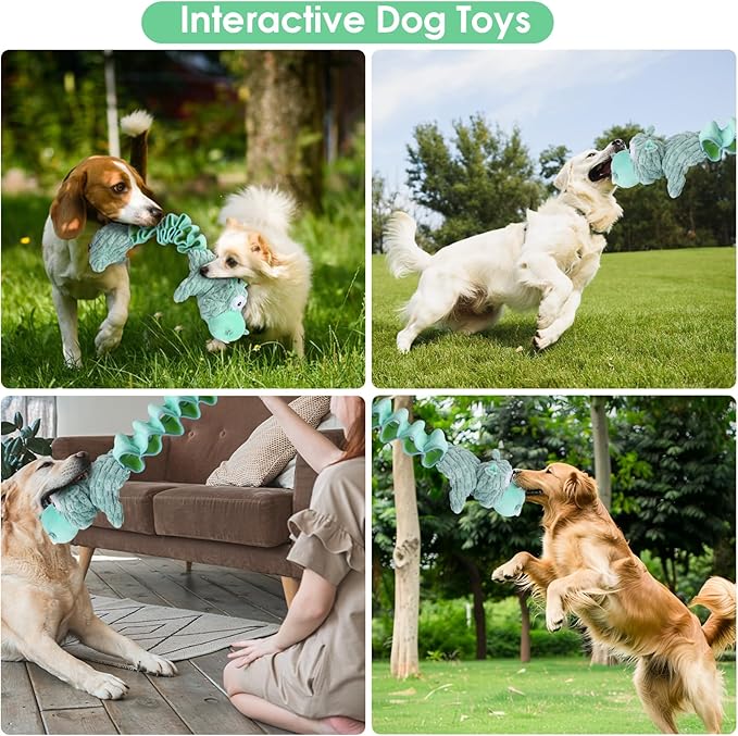 Drmstow Large Squeaky Dog Toys and Interactive Dog Tug-of-War Toy, Tough Plush Dog Toy, Cute Puppy Toys, Pet Chewable Toys Plaything for Small Medium and Large Dogs
