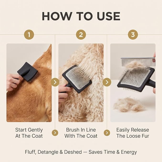 Geib Buttercut Dog Slicker Brush for Dogs (Goldendoodles, Labradoodles, Poodles), Groom Like a Professional, Fluff Detangle Style, Saves Time Energy, Black, Large