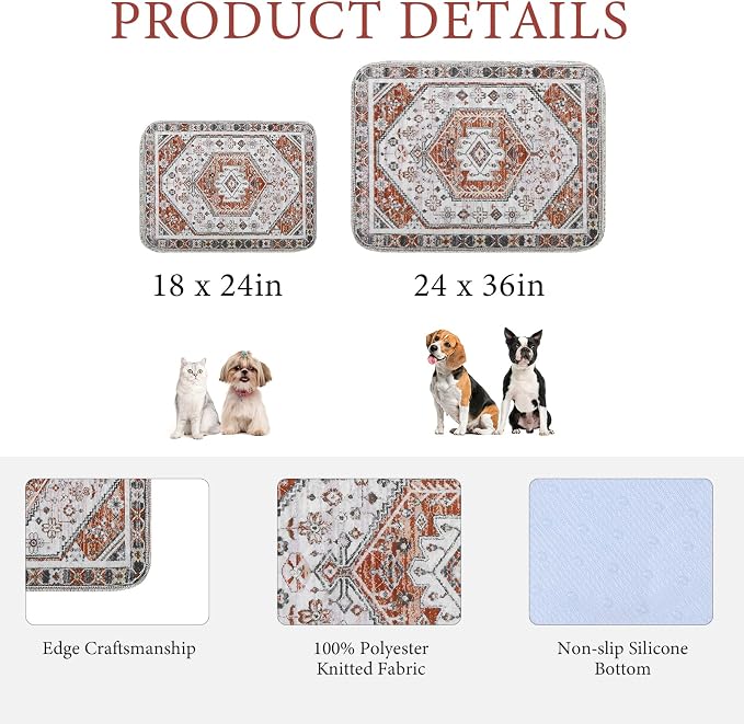 Homimp Washable Pee Pads for Dogs, 4 Pack Reusable Puppy Pads Waterproof,Absorbent and Leakproof Dog Pee Pads,Non Slip Puppy Training Pads, Pet Mat for Floor, Crate, Couch, Whelping, Brown 18"x24"