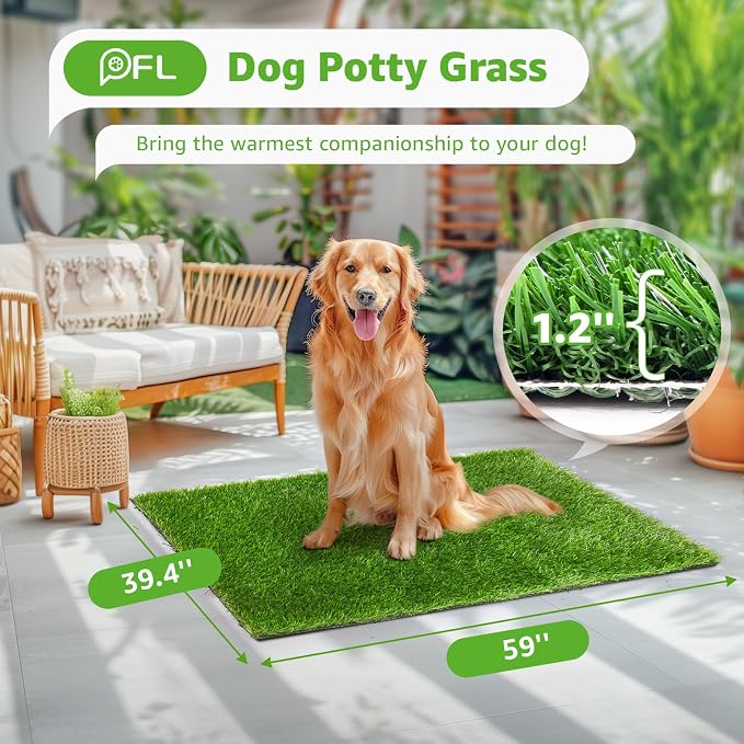 Artificial Grass Pad 59"x 39.4" 1 Pack, Fake Grass Mat Potty Training | Easy to Clean, with Drainage, Reusable, Realistic, Pet Friendly, Turf Grass Mat, for Apartment, Balcony, Indoor Outddor Use