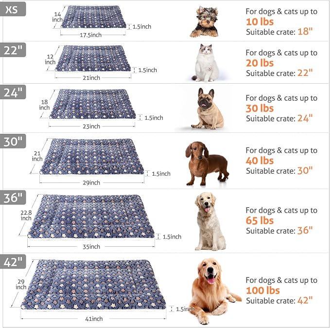 Mora Pets Dog Crate Pad Bed Ultra Soft Pet Mat Star Print Blue 23 x 18 Inch | Washable Crate Mat for Small Medium Large Dogs, Reversible Fleece Dog Crate Kennel Mat Flat Cat Bed Liner