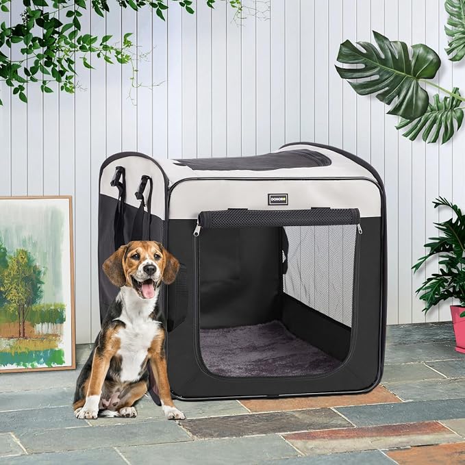 Dog Kennels and Crates for Medium Dogs, Portable Pop Up Indoor Pet Cage with Sturdy Wire Frame, Collapsible Travel Crate Soft Sided Cat Bag Escape Proof (Black, 24.0" L x 16.0" W x 19.0" H)
