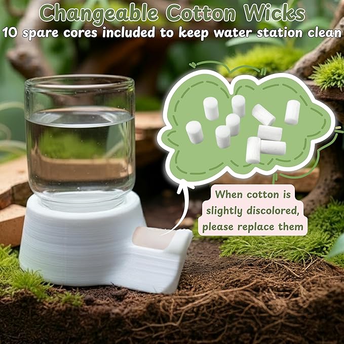 Jumping Spider Water Dispenser Enclosure Accessories, Mini Water Dispenser and Mist Bottle with 10 Replace Cotton Cores, Jumping Spider Habitat Decoration Tarantula Enclosure Accessories (White, 5 ML)