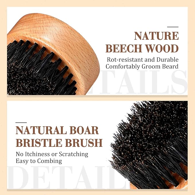 Maitys 10 Set Appreciation Gifts Bulk Beard Brush Comb Scissors,Round | Boar Bristle Beard Brush, for Men Father Colleague Employee