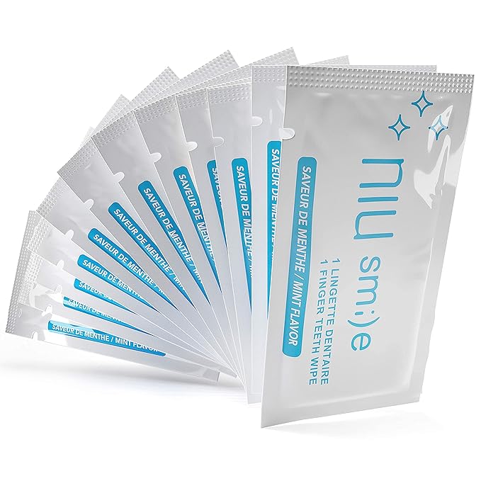 Tooth Wipes for Teeth Cleaning – Fresh Breath, No-Rinse Oral Care | 24 Individually Wrapped Mint Wipes | NiuSmile