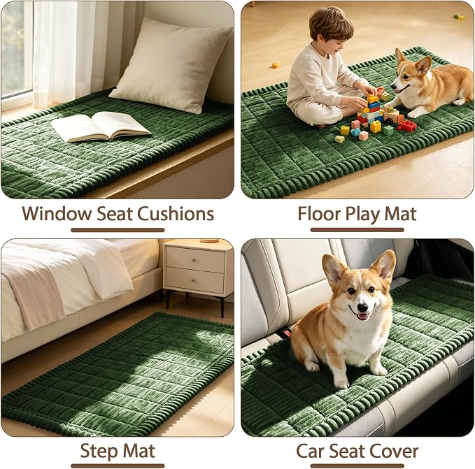 FUANGUI Waterproof Couch Cover Sofa Cover for Dogs and Pets Sofa Protector | Non-Slip Washable Fuzzy Soft Cat Bed Sofa Slipcover for 2-3 Cushion Couch Sofa Pet Friendly, Dark Green, 27.6" x 82.7", 1 pcs