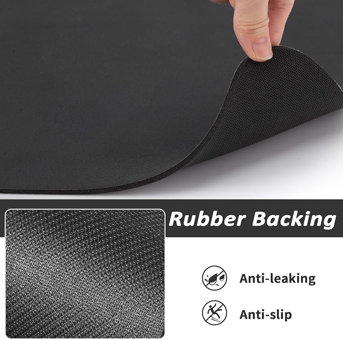 HotLive Dog Food Mat - Absorbent Cat Mat for Food and Water, No Stains Pet Feeding Bowl Mat, Easy to Clean Pet Placemats, Quick Dry Dog Water Dispenser Mat for Messy Drinkers | Paw Black 12"x 19"