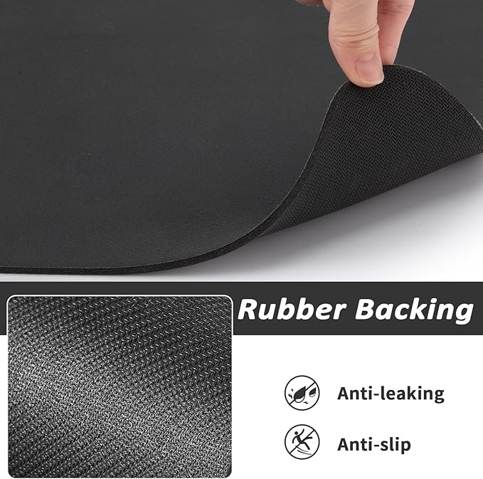 HotLive Dog Food Mat - Absorbent Cat Mat for Food and Water, No Stains Pet Feeding Bowl Mat, Easy to Clean Pet Placemats, Quick Dry Dog Water Dispenser Mat for Messy Drinkers | Paw Black 18"x 28"