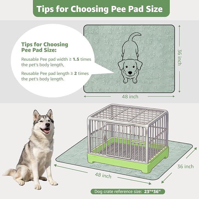 LOOBANI Washable Pee Pads for Dogs,2 Pack Reusable Puppy Pads 36"x48" | Super Absorbent, Waterproof, Leakproof, Non Slip, Soft, For Whelping, Potty Training, Crates, Floors, Beds, Couches, Travel