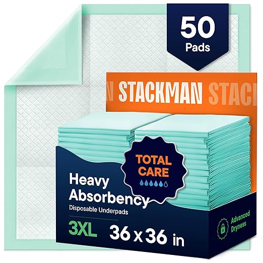 Chucks Pads Disposable - 36x36 Underpads [50-Pack] Incontinence Chux Pads | Absorbent Fluff Protective Bed Pads, Extra Large Pee Pads for Kids Adults & Elderly, Leak Proof Puppy Pads for Training