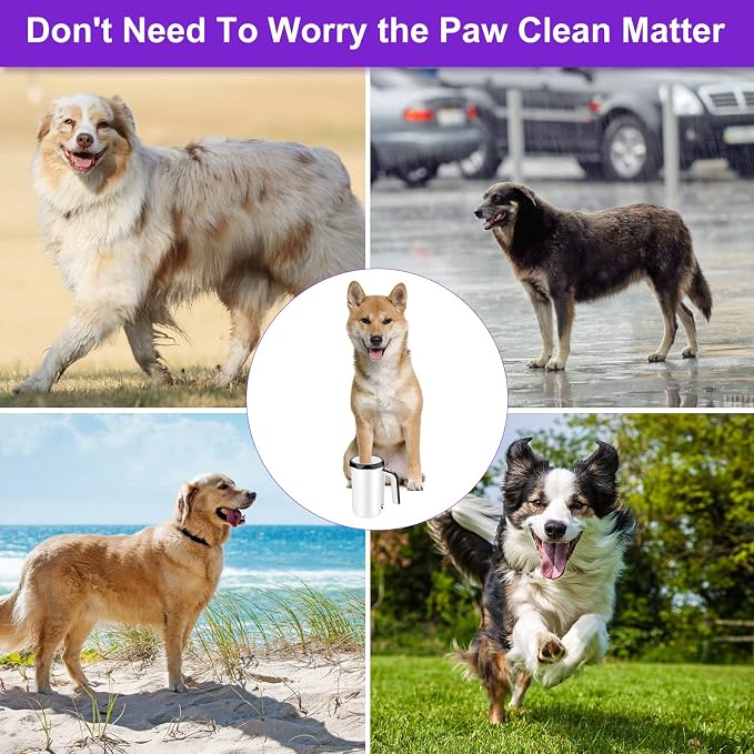 Rechargeable Automatic Dog Paw Cleaner, 2 in 1 Portable Dog Paw Washer Cup | Pet Paw Cleaner with Soft Silicone Brush, 7.4V High Power, Dog Foot Washer Suitable for Big Dog/Cat Grooming, Black