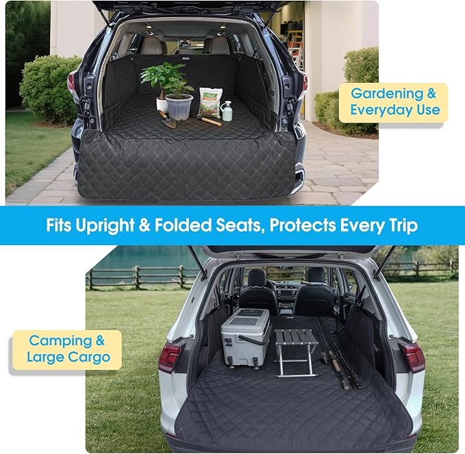 ALLANSING SUV Cargo Liner for Dogs - Heavy-Duty 900D Oxford Waterproof Pet Cargo Protector with 3-Sided Zippered All-Round Protection & TPU Suction Cups, Fits Midsize & Large SUVs and Minivans