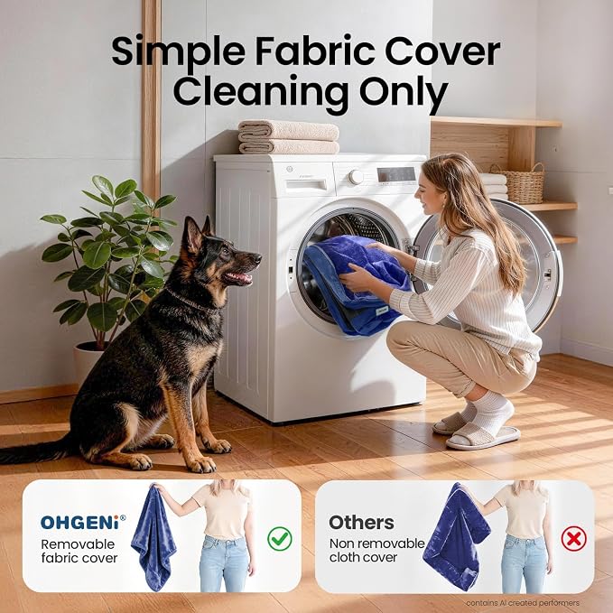 OhGeni Orthopedic Extra Large Dog Bed Couch, Memory Foam, 44-inch (Blue) | Waterproof Pet Bed with Machine-Washable Removable Cover & Soft Comfortable Fabric