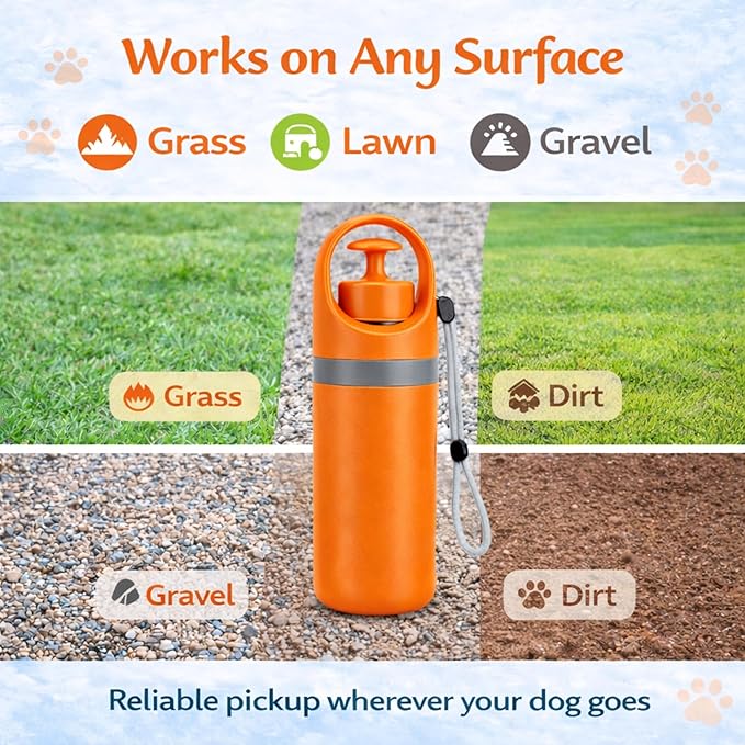Dog Pooper Scooper for Large Small Dogs - Portable Eco-Friendly Lightweight Poop Scooper for Dogs, Mini Waste Picker for Lawn, Grass, Gravel, and Easy to Carry (7.4 x 2.8in) Orange