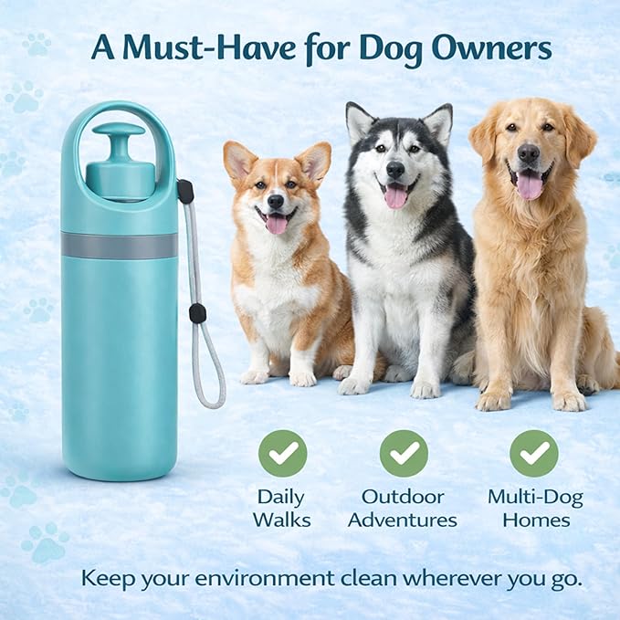 Dog Pooper Scooper for Large Small Dogs - Portable Eco-Friendly Lightweight Poop Scooper for Dogs, Mini Waste Picker for Lawn, Grass, Gravel, and Easy to Carry (7.4 x 2.8in) Blue