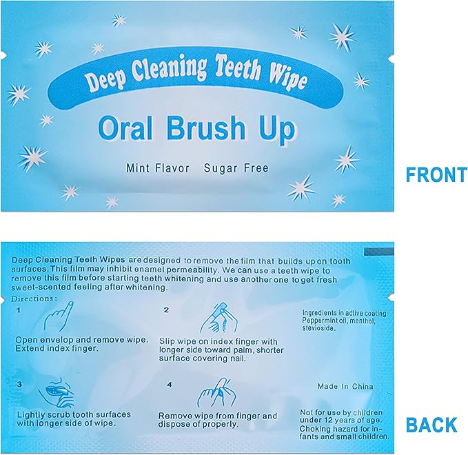 Mint-Flavored Oral Finger Wipes Teeth Whitening Wipes Oral Cleaning Wipe (Light Blue, 120 Pcs)