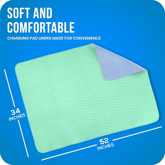 4 Pack Washable Pee Pads for Dogs 34" x 52", Waterproof Dog Training Pads | Reusable Dog Training Pads for Sofa, Incontinence Bed Pads for Adults, Elderly and Kids (Green,Blue) by Utopia Bedding