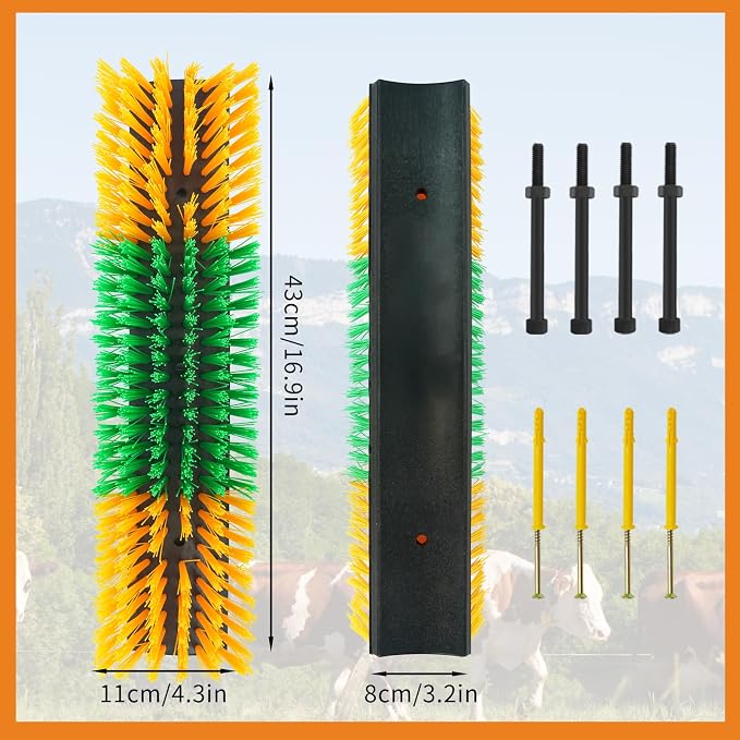 Livestock Scratch Brush Animal Back Scratching Brush for Cow | Livestock Grooming Brush Farm Animal Scratcher Livestock Itch Reliever Farm Mount‑able Brush Animal Self‑Groomer