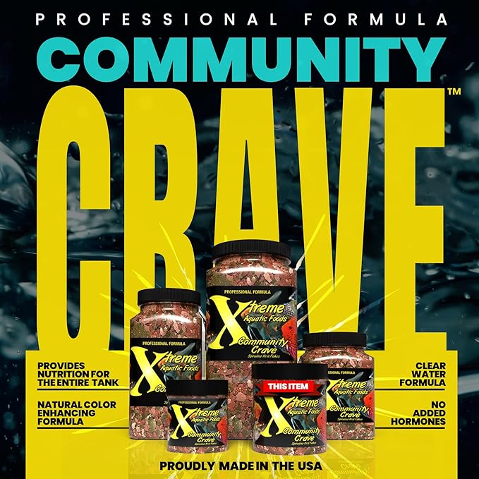 Xtreme Community Crave Flake - Krill & Spirulina Blend for Vibrant Colors, Immune Support and Digestive Health, Tropical & Freshwater Fish Nutrition – Premium Community Aquarium Food (2oz)