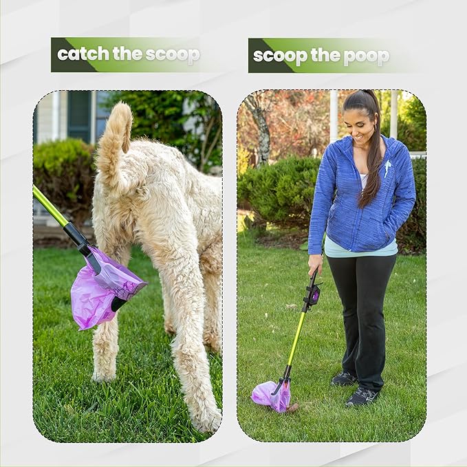 GoGo Stik, Catch-N-Go! Consumer Reports #1 Rated Ergonomic Scooper 2024,2026. Catch Poo on Walks. Alum Tele-Handle, Bag Pouch Dispenser, Wrist Strap. 10-Yr Wty.
