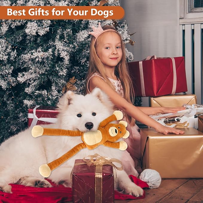 Drmstow Large Squeaky Dog Toys, Tough Tug-Pull Interactive Puppy Toys, Plush Dog Chew Toys for Small, Medium and Large Dogs