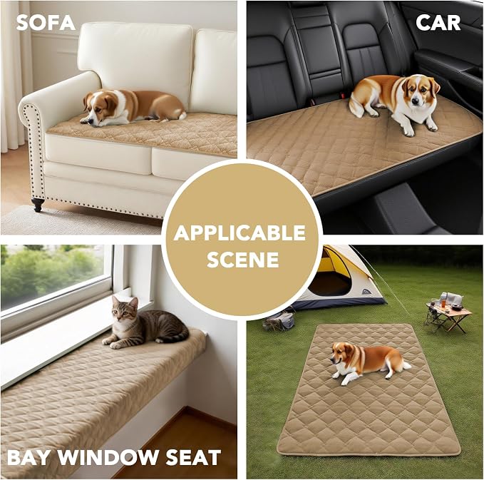 H.VERSAILTEX Chenille Couch Cover for Dogs Washable Soft Fuzzy Chaise Cover Sectional Couch Covers for L Shaped Sofa Both Left/Right Thick Pet Couch Cover Protector Non-Slip(Khaki, 34" x 68")