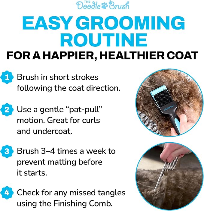 The Doodle Brush Slicker Dog Brushes Curly Coat Detangler, Single Head | Flexible Grooming Brush, Ergonomic Handle, Goldendoodle, Cockapoo, Cavapoo, Dematting Dogs, Removes Mats and Tangles
