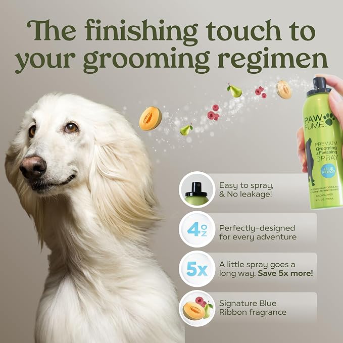 Pawfume Dog Gift Basket, 6-Piece Grooming Gift Box | 6-piece spa kit with probiotic deodorizer spray, hypoallergenic grooming mist & premium brush, Dog Gift Boxes for all breeds