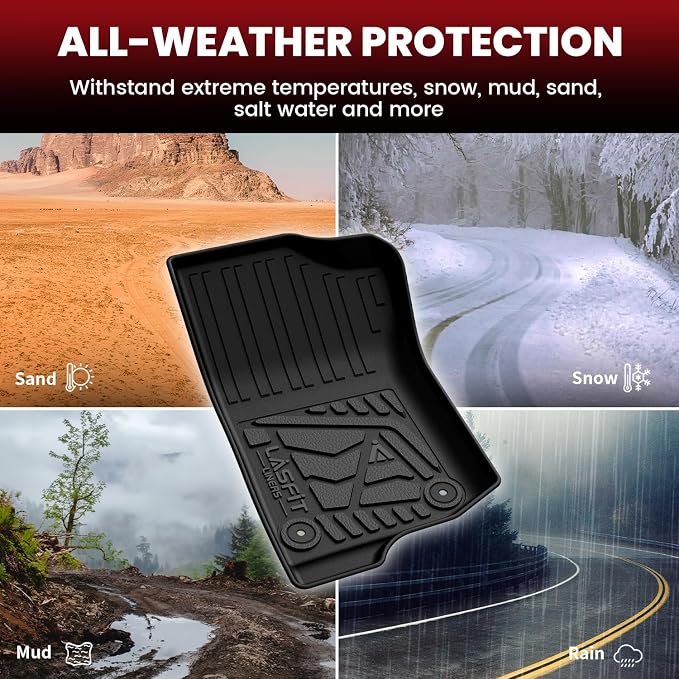 LASFIT Floor Mats for Jeep Wrangler Unlimited 4XE 2021-2025 4 Door Without Subwoofer, Plug-in Hybrid EV-Gas (PHEV), All Weather Car Mats Floor Liners Cargo Liner Seatback Cargo Mat Black