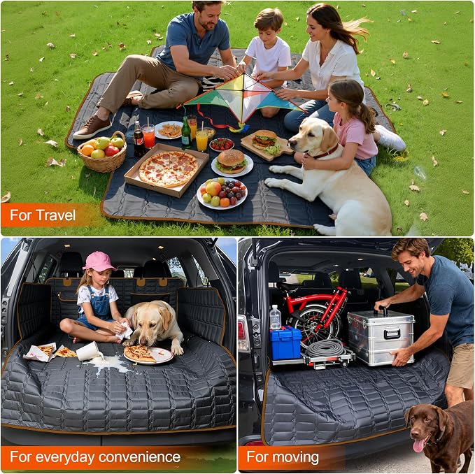 Reliadura SUV Cargo Liner for Dogs, Waterproof Pet Cargo Cover Dog Seat Mat for SUVs Sedans Vans with Bumper Flap Protector, Scrachproof Non-Slip Large Size Dog Seat Mat Universal Fit, Brown