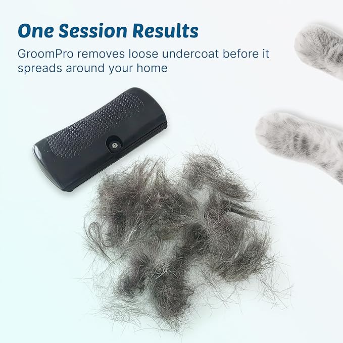 GroomPro Dog Deshedding Brush | Pet Hair Remover for All Coat Types | Dog Home Grooming Undercoat Tool - Reduce Pet Hair on Furniture, Clothing, and Floors