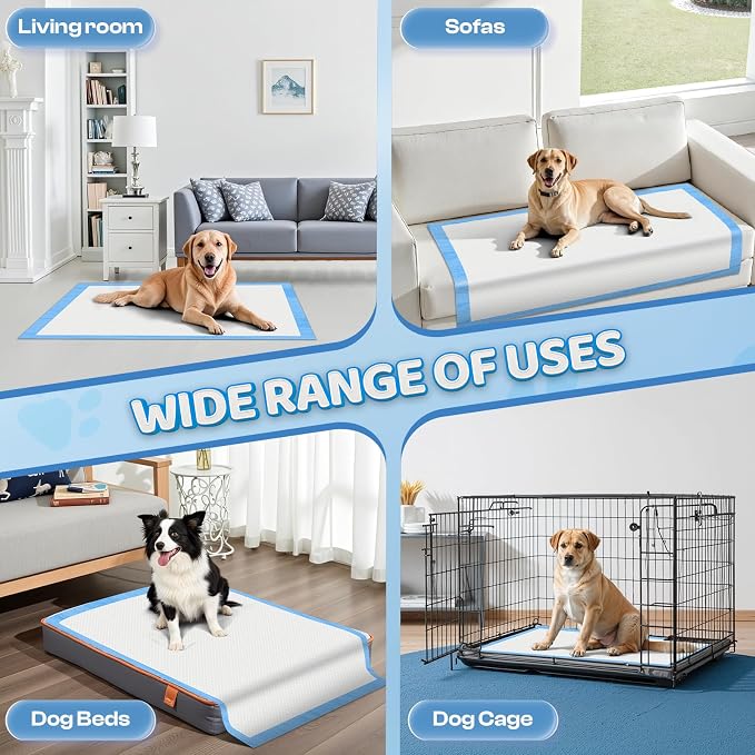 Boscute 4XL Thicken 6 Layers Ultra Absorbent Dog Pee Pads, 31”X47”Leak-Proof Odor-Control Quick Dry Puppy Training Pads Quick Dry Pee Pads for Dogs Cats Pets 150Counts