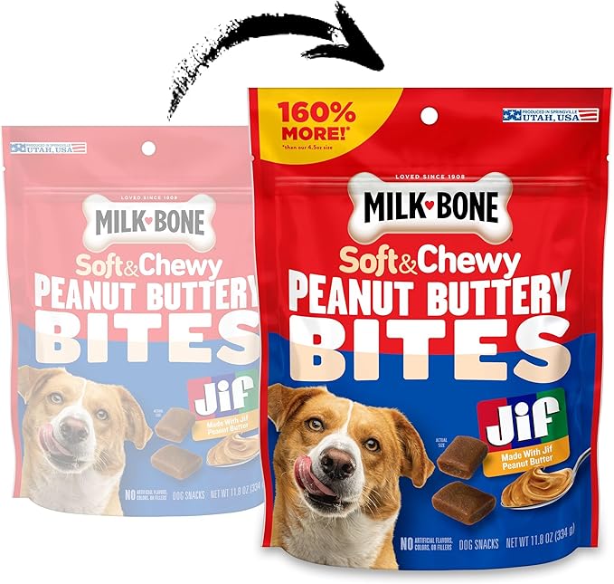 Milk-Bone Peanut Buttery Bites Soft Dog Treats with Real Peanut Butter & Bacon