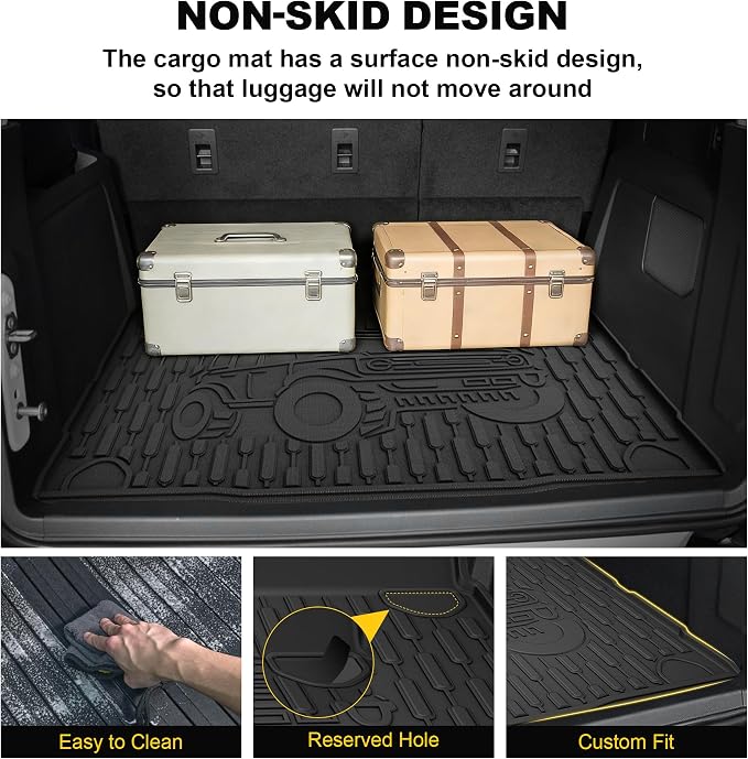 TTX LIGHTING Bronco 4-Door Cargo Liner - Custom Fit Trunk Mats for Ford Bronco 2021-2026 4 Door Cargo Mat All Weather Cargo Tray Black