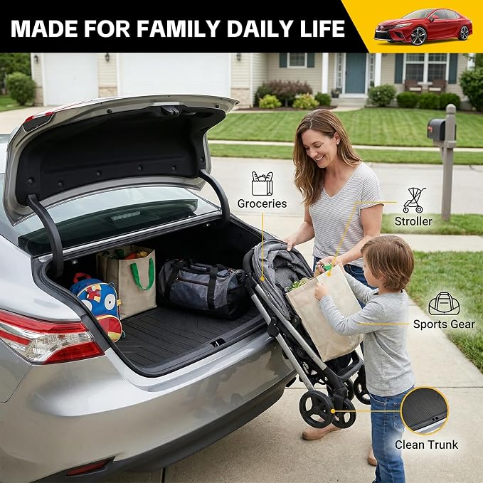 Trunk Mat for 2018-2025 Toyota Camry & 2019-2022 Toyota Avalon Rear Cargo Mat All Weather Protector Trunk Liner for 18-25 Camry Hybrid/L/LE/SE/TRD/XLE/XSE &19-22 Avalon Accessories