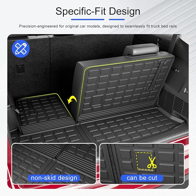 Xipoo Cargo Mat Compatible with 2014-2019 Toyota Highlander Trunk Mat Backrest Trunk Liner Cargo Liner Replacement for 2014-2019 Highlander Accessories