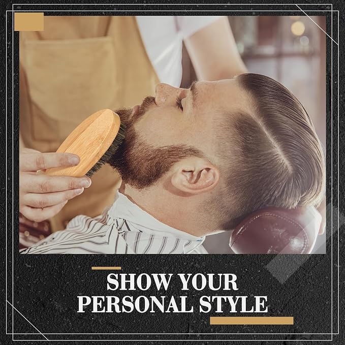 Maitys 10 Set Appreciation Gifts Bulk Beard Brush Comb Scissors,Oval | Boar Bristle Beard Brush, for Men Father Colleague Employee
