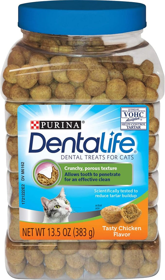 Purina DentaLife Made in USA Facilities Cat Dental Treats, Tasty Chicken Flavor - 13.5 oz. Canister