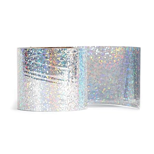 Bird B Gone Holographic Flash Tape (150ft Roll) - Reflective Bird Deterrent Tape - Scare Birds Away from Gardens, Fruit Trees, Patios & Boats - Bird Scare Tape for Pigeons, Woodpeckers, Sparrows